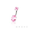 ROUND CZ TOP AND OVAL RADIANT CZ PRONG SET CZ 316L SURGICAL STEEL NON DANGLE BELLY RING